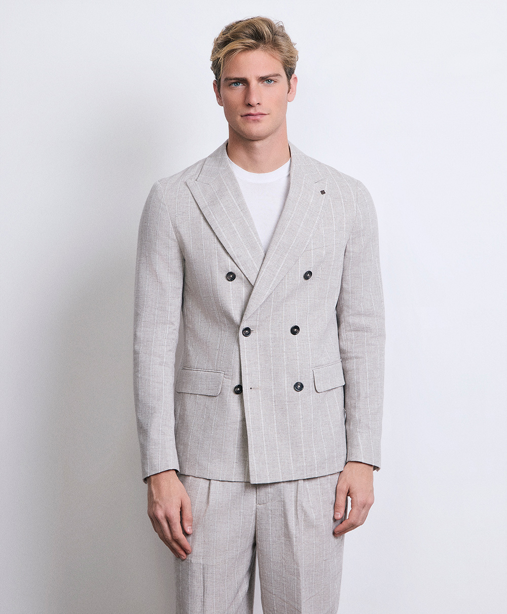Markup Uomo Abiti & Blazer Blazer doppio petto lino gessato