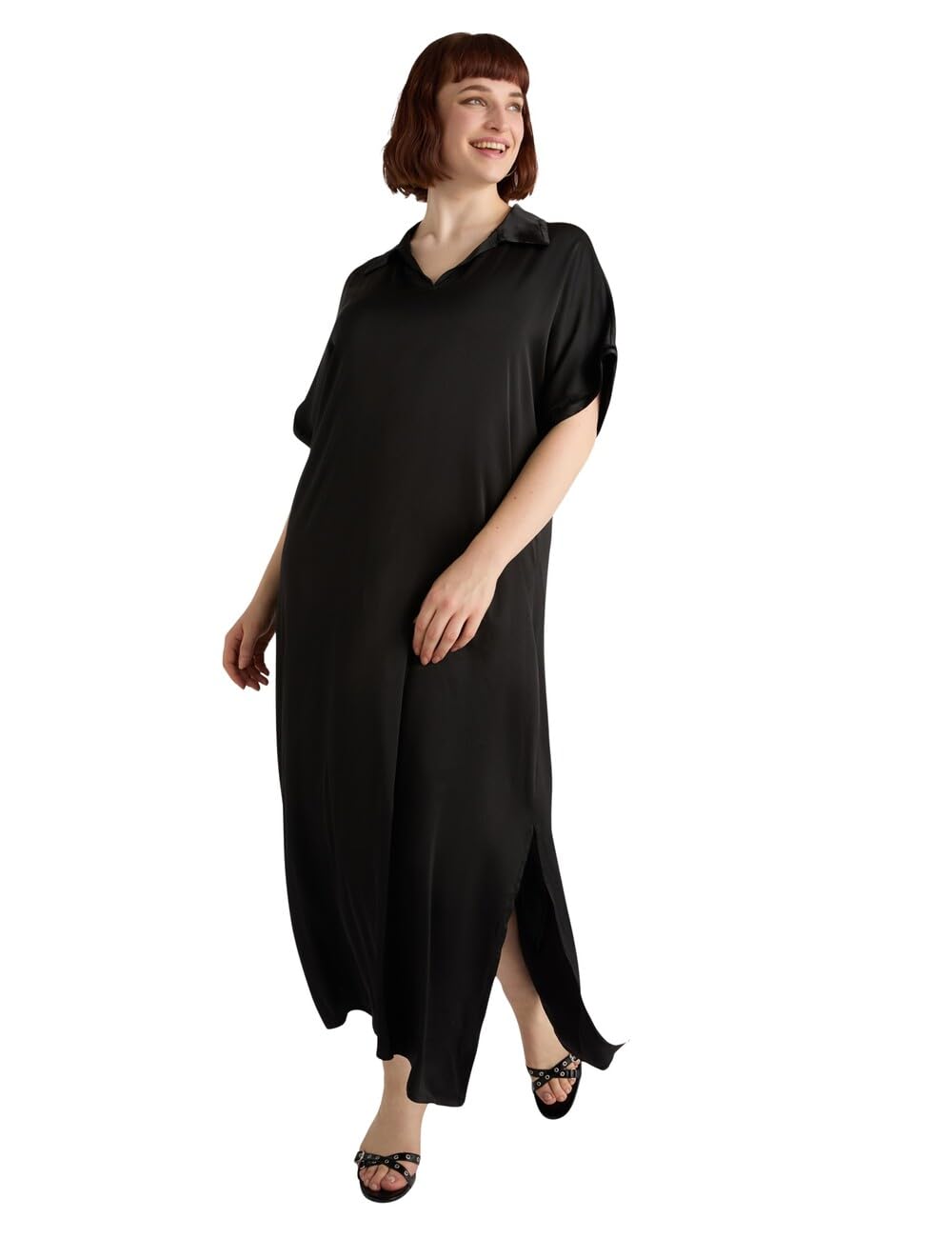 Fiorella Rubino Vestiti Vestito Lungo in Raso Curvy Size XS Plus Blu da sera