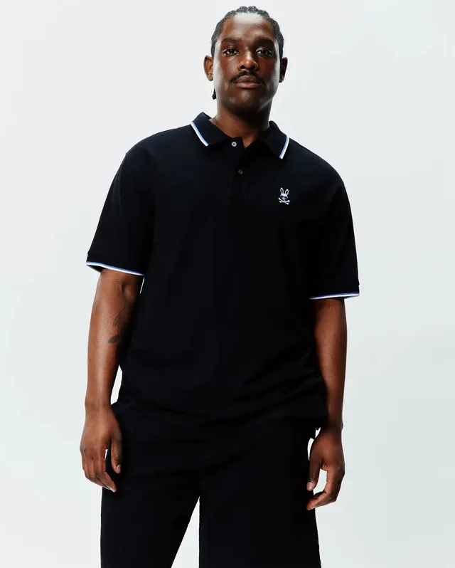 Psycho Bunny Big & Tall Sunny Pique Polo BT0100030 polo nera in piqué
