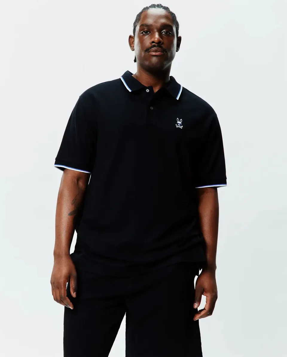 Psycho Bunny Big & Tall Sunny Pique Polo BT0100030 polo nera in piqué