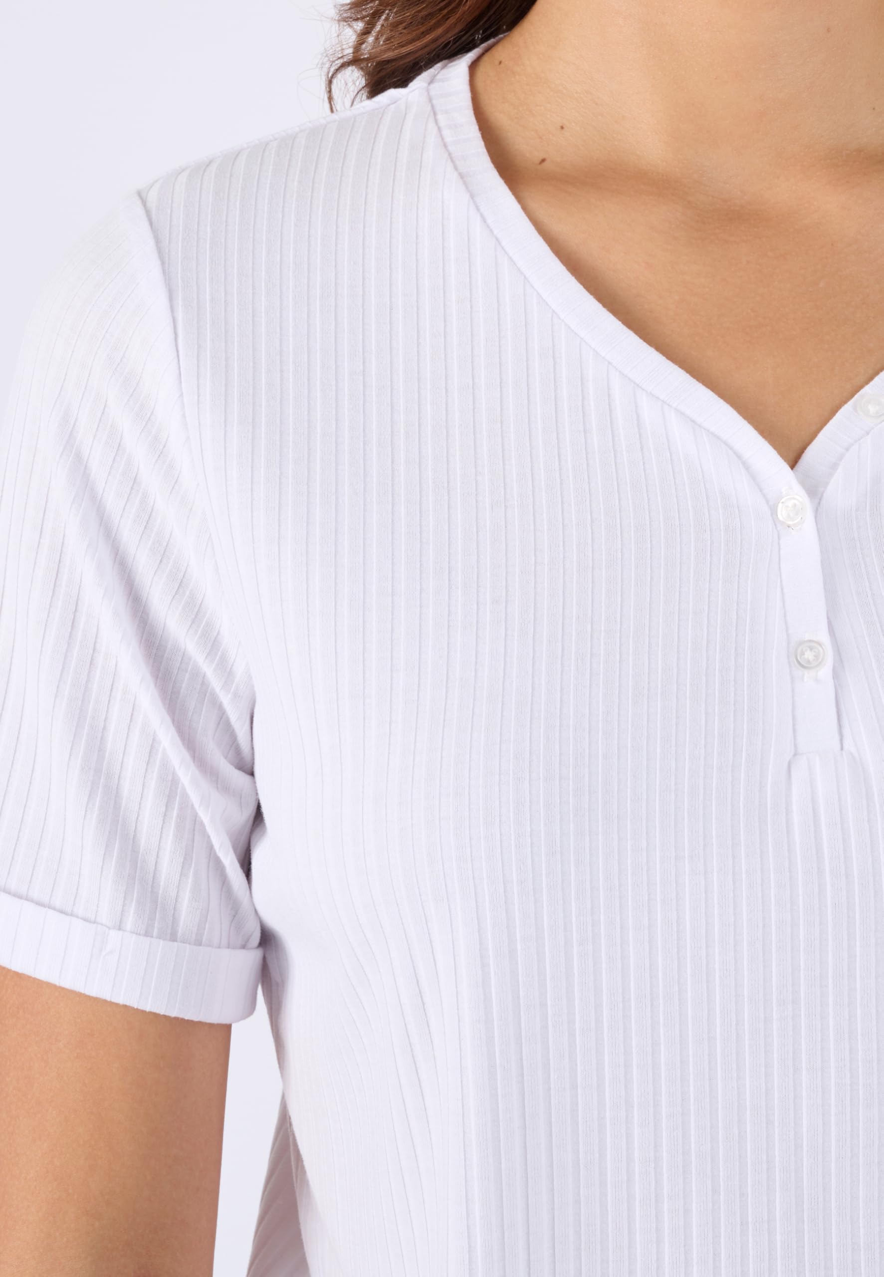Damart Prêt-à-porter Maglietta da donna con colletto tunisino maglietta tinta unita taglia 50-52