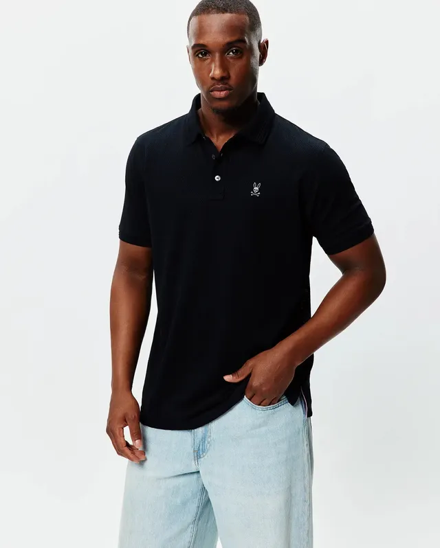 Psycho Bunny Men's Polos Tiernan Lightweight Pique polo uomo nera vestibilità regular