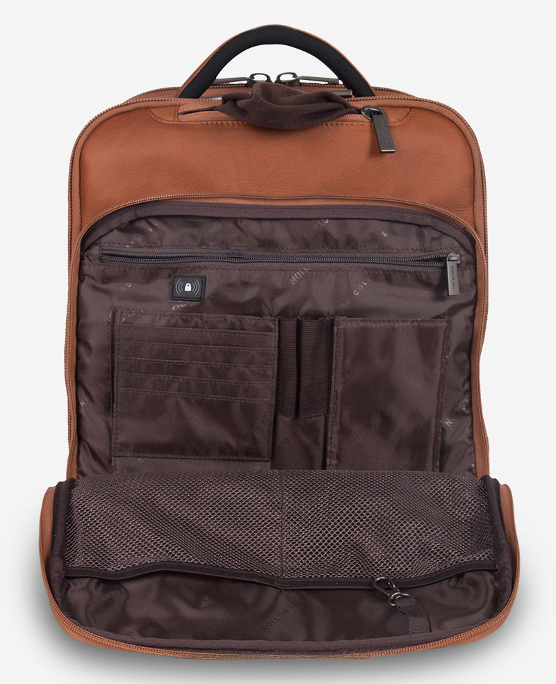 Kenneth Cole Reaction Luggage Colombian Leather Backpack zaino cognac taglia unica in pelle