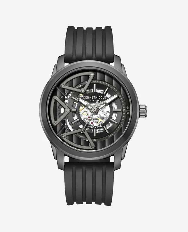 Kenneth Cole Reaction Watches Skeleton Automatic Silicone Watch orologio nero automatico