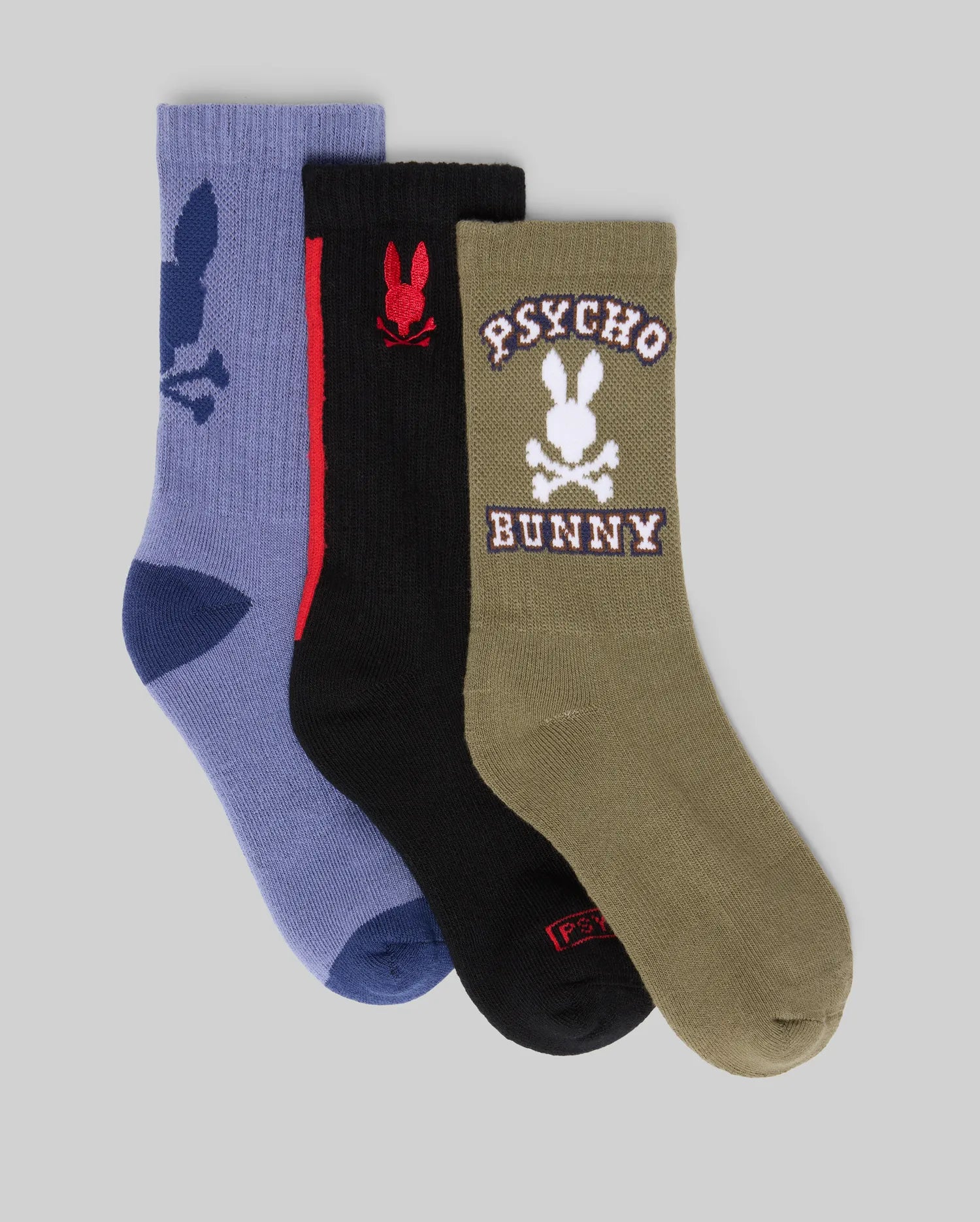 Psycho Bunny Kids Accessories Kids 3 Pack Sport Sock calze nere 3 paia