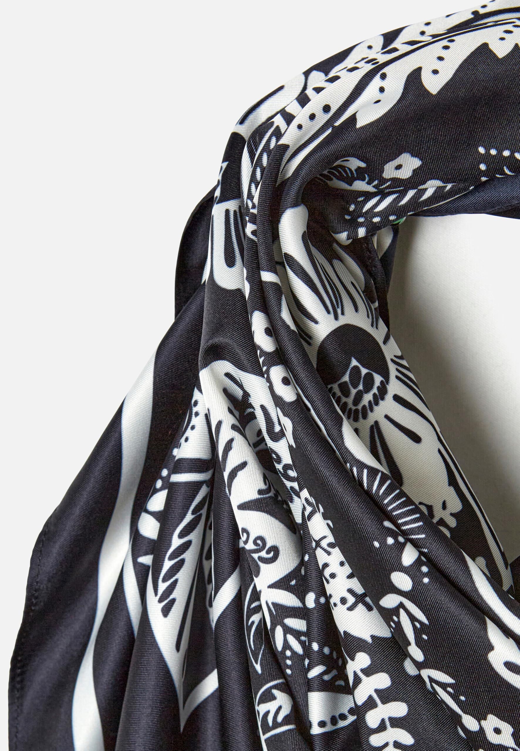 Damart Accessori Sciarpa quadrata donna con stampa vegetale nera