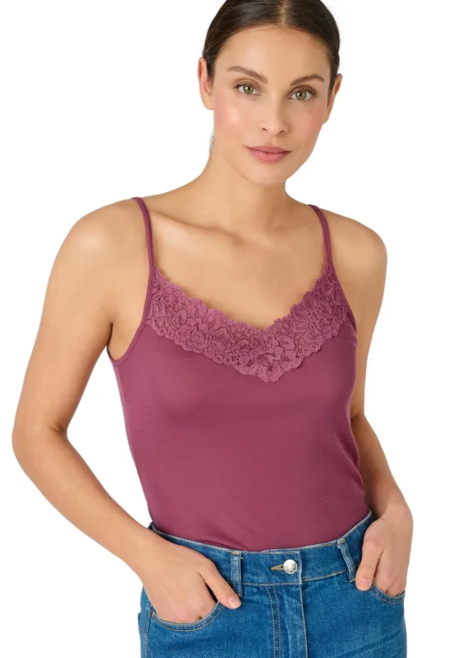 Damart Biancheria intima Caraco Douceur Soyeuse top XS Rosa Lampone in viscosa