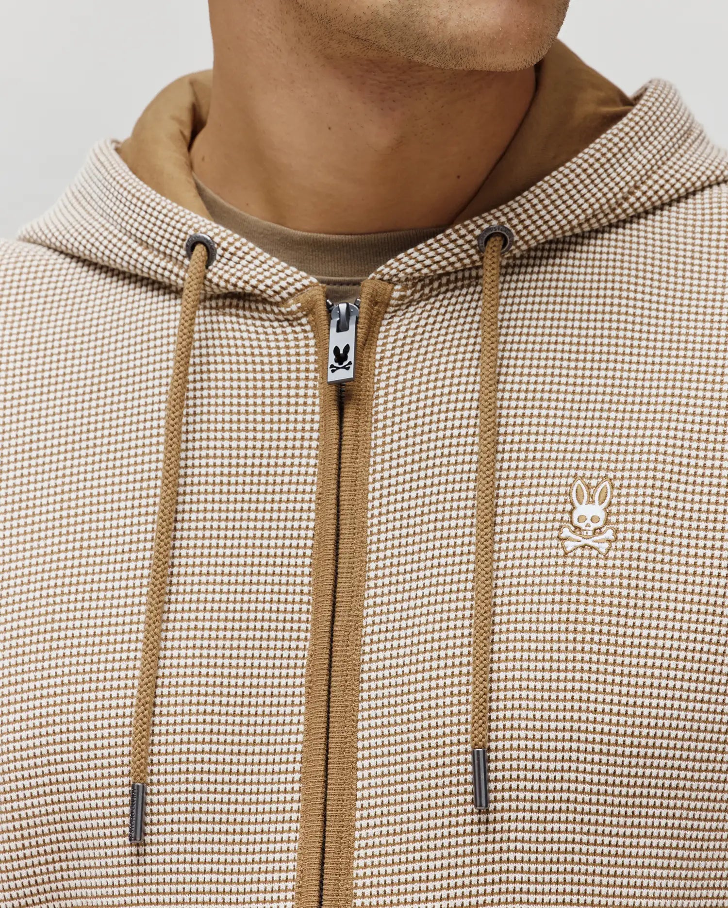 Psycho Bunny Maxton Waffle Full Zip Hoodie MT0500170 felpa con cappuccio Pristine 250 in cotone
