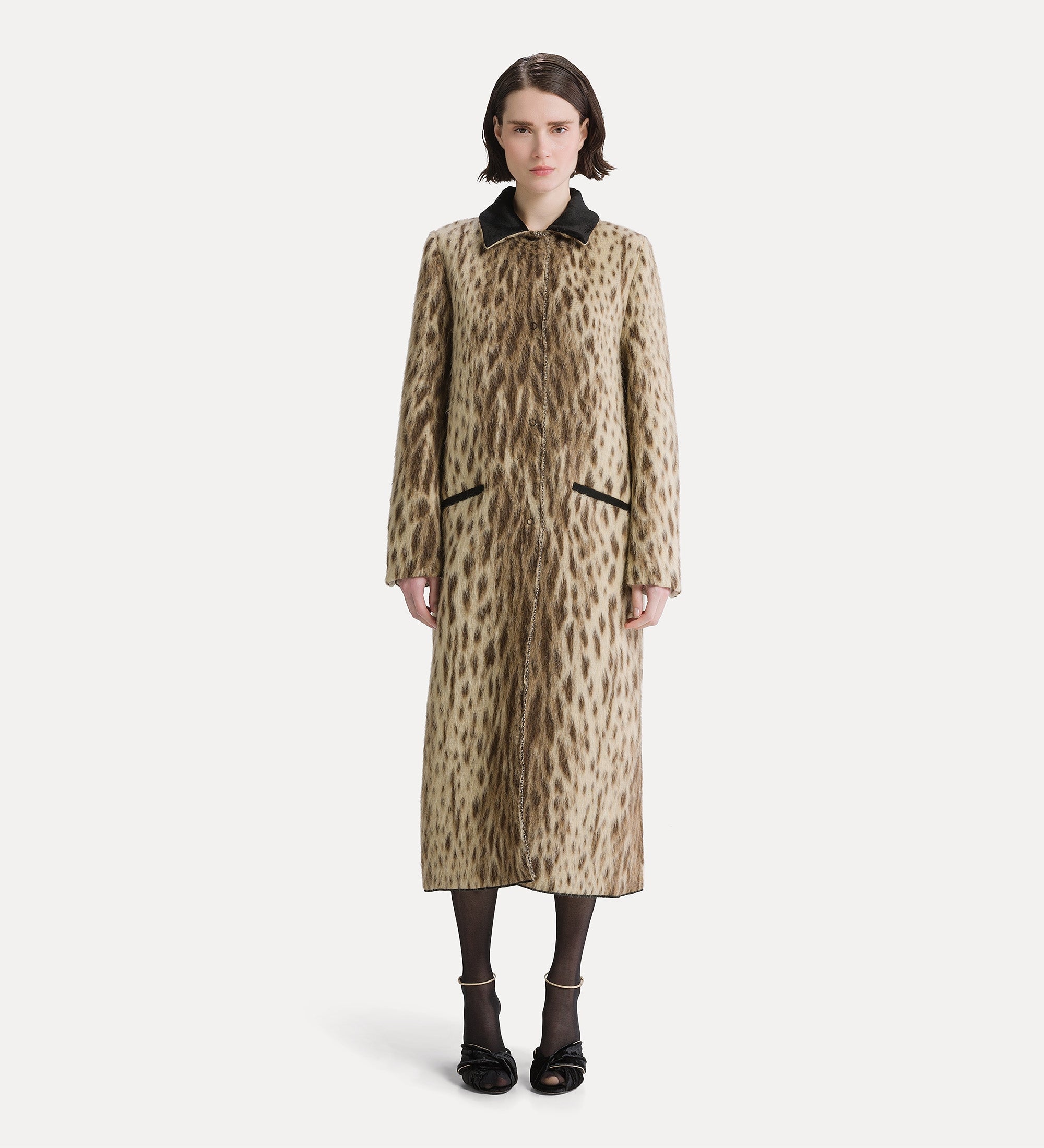 Forte capispalla e kimono Cappotto Royal Leopard giallo oro