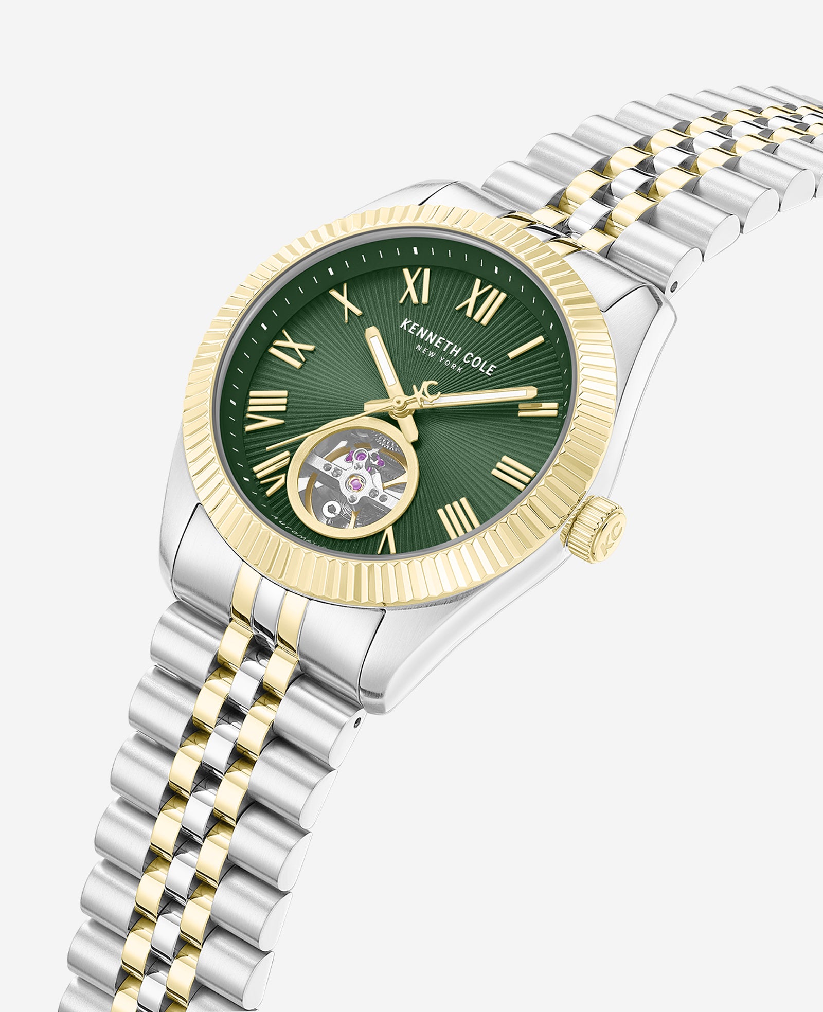 Kenneth Cole Reaction Watches Open Heart Automatic Bracelet Watch orologio automatico verde