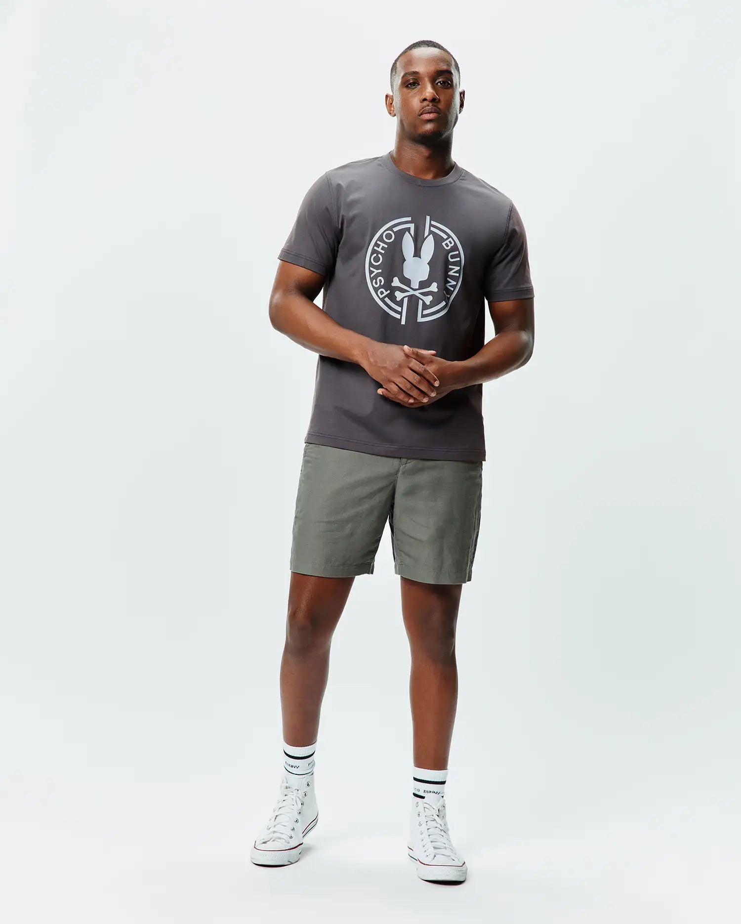 Psycho Bunny Men's Tees Santa Fe Graphic Tee MT0200611 T-shirt grigia