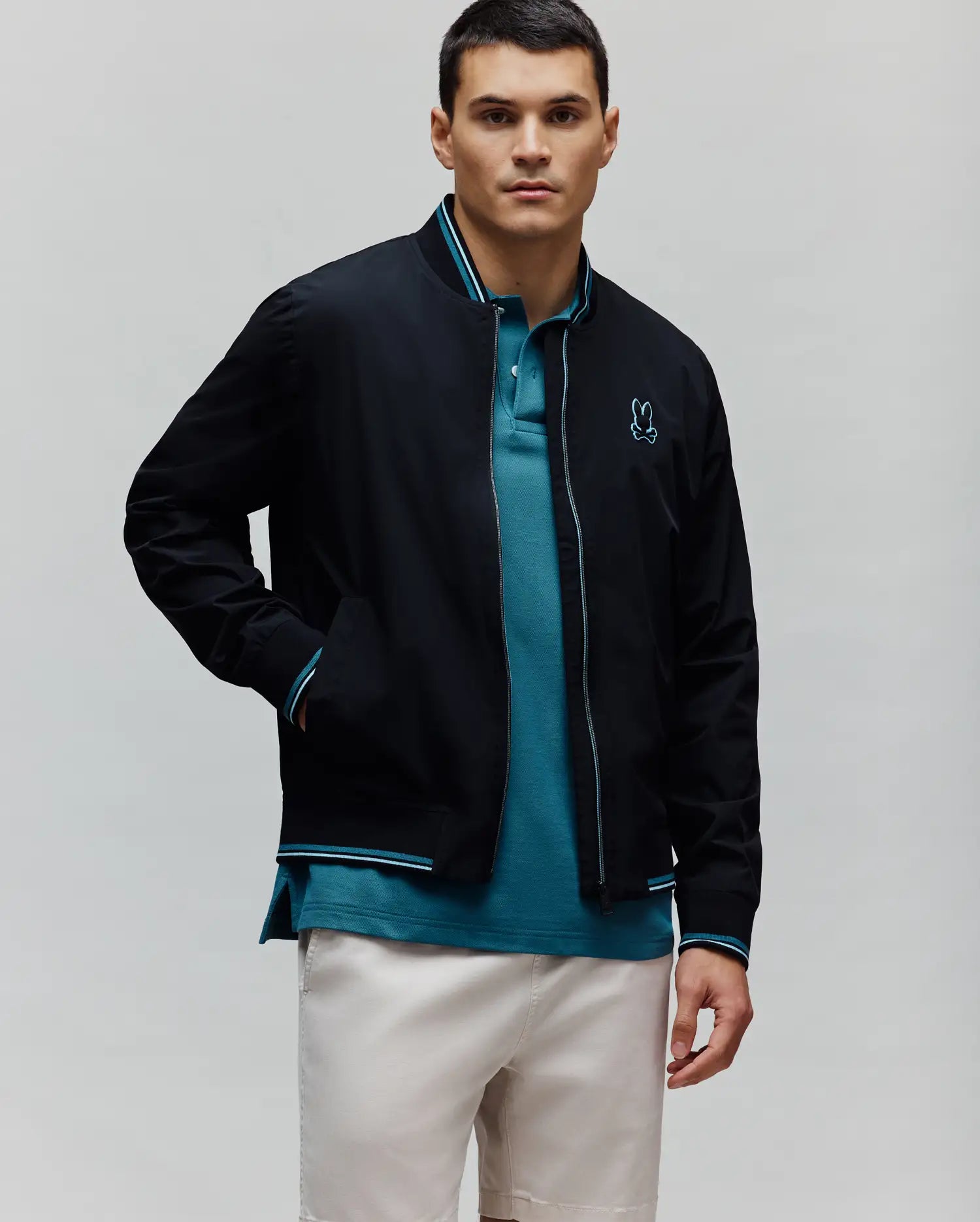 Psycho Bunny Jackets Aldrin Bomber bomber nero in nylon