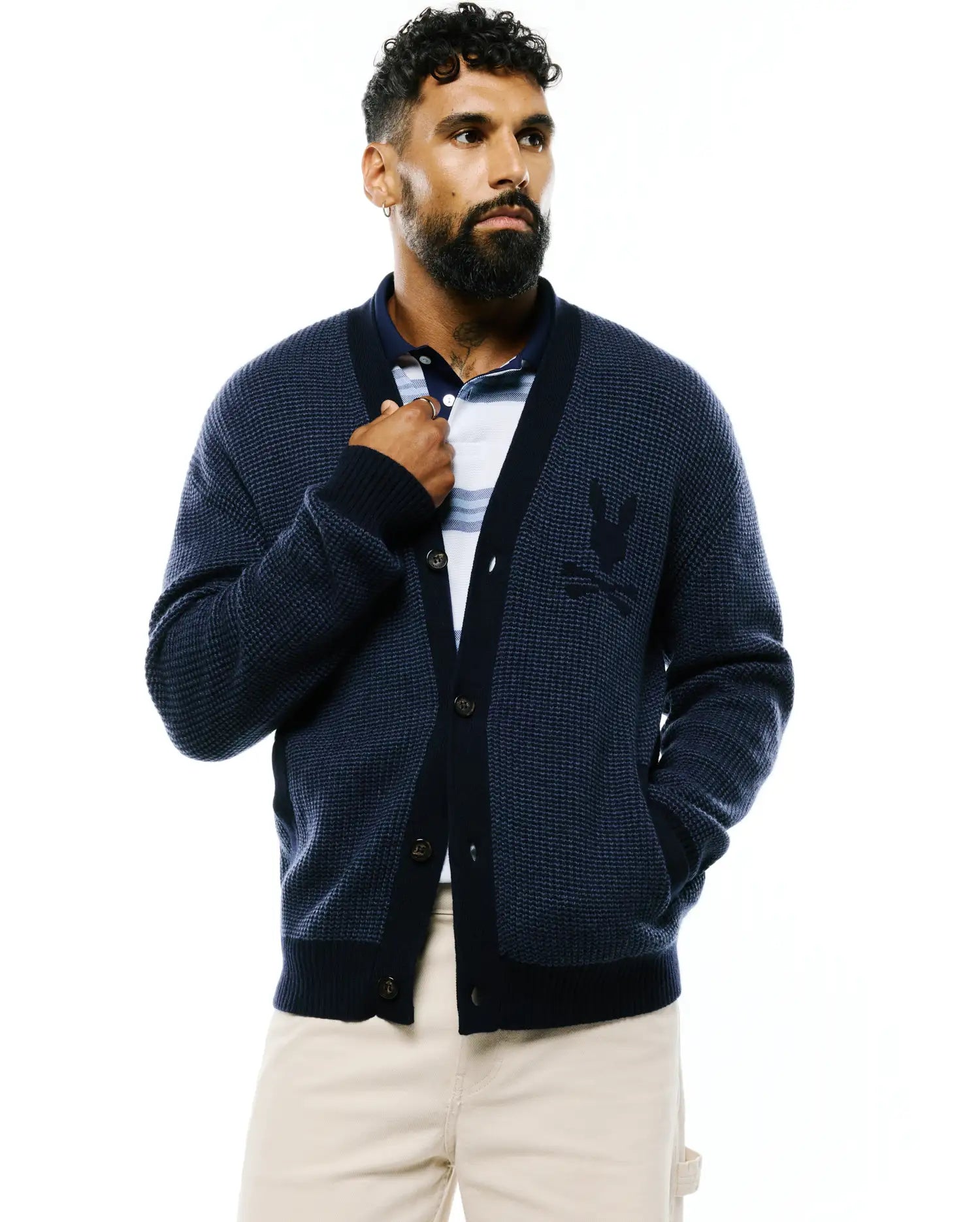 Psycho Bunny Men's Sweatshirts & Hoodies Men's Atkinson Wool Cardigan cardigan blu lana