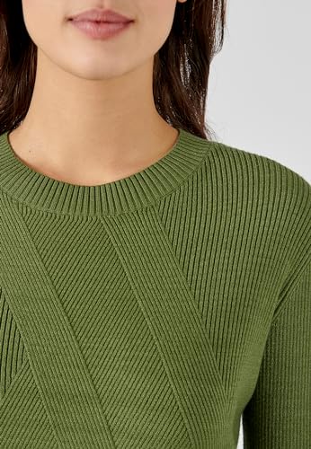 Damart Prêt-à-porter maglione gioco di costole fantasia manica lunga kaki 44