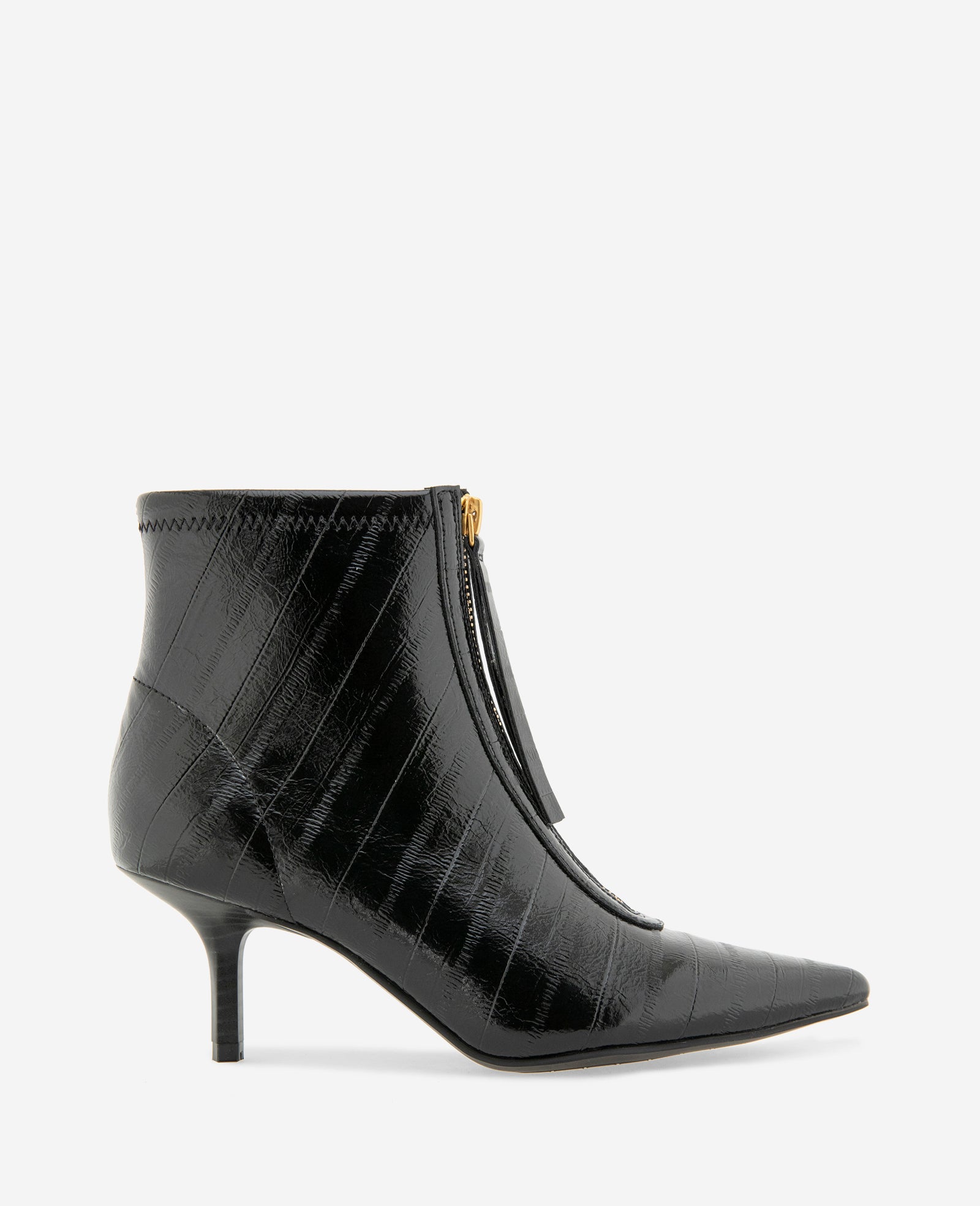 Kenneth Cole Reaction Shoes Udaya Embossed Eel Heel Bootie stivaletto nero tacco