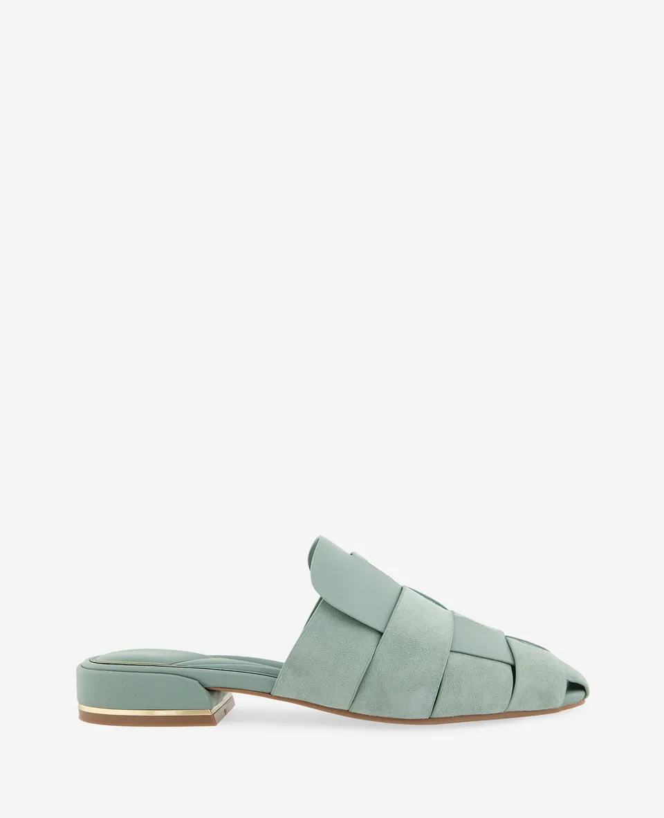 Kenneth Cole Reaction Shoes Faina Leather Fisherman Slide Sandal sandalo aqua pelle tacco 2,5 cm