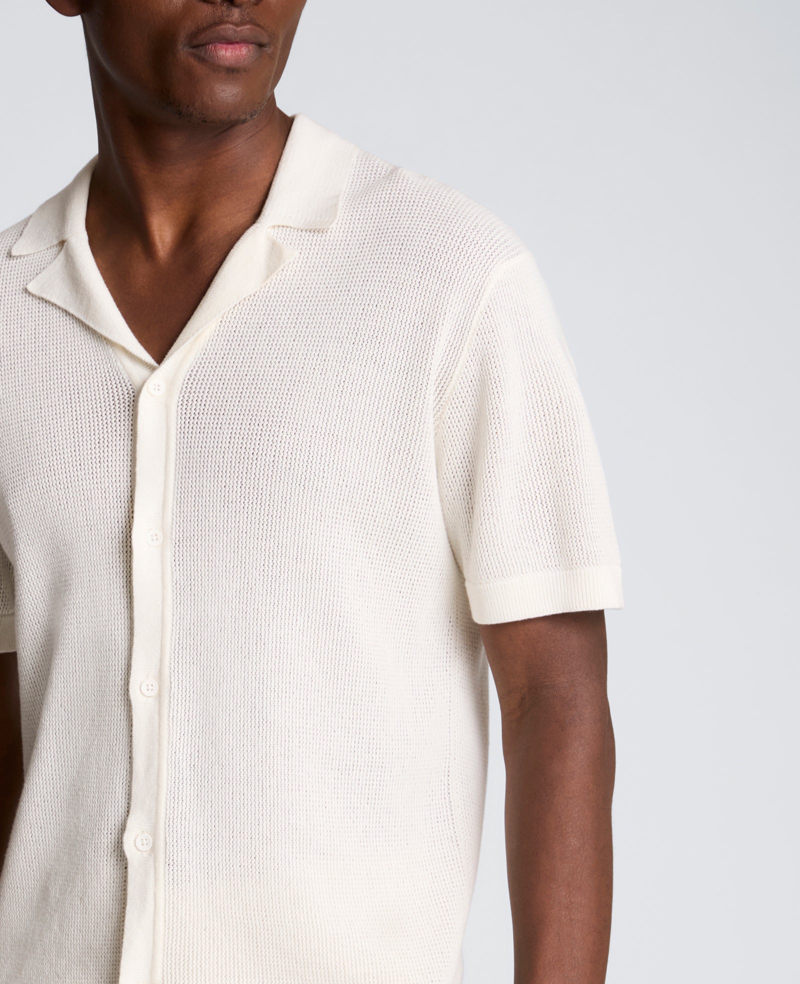 Kenneth Cole Reaction Clothing Knit Camp Shirt camicia uomo White