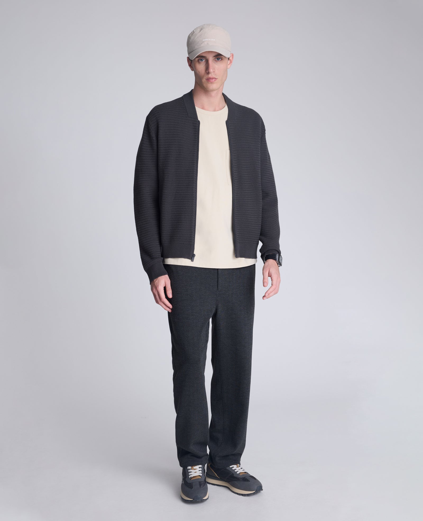 Kenneth Cole Reaction Clothing Sweater Bomber Jacket giacca grigio carbone XXL