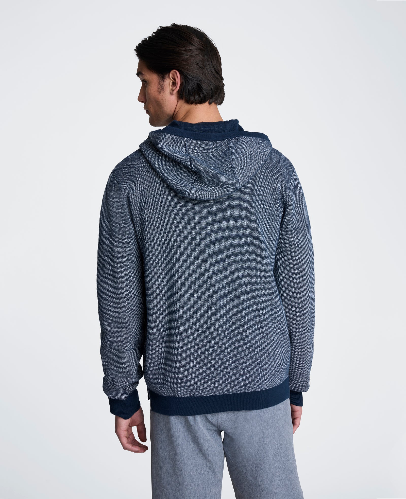 Kenneth Cole Reaction Clothing Sweater Hoodie felpa blu e bianca in cotone