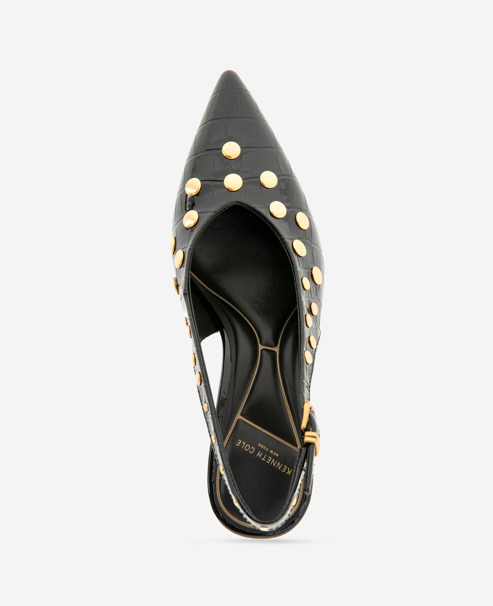 Kenneth Cole Reaction Shoes Ulysses Croco Patent Stud Slingback nero croco