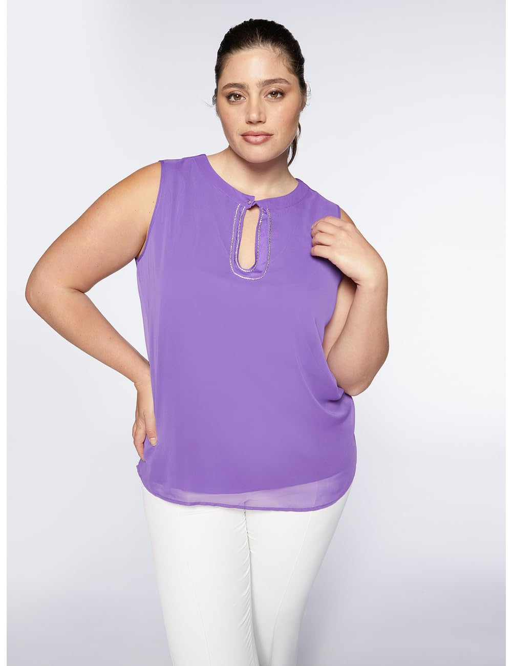 Fiorella Rubino Top e t-shirt Top con Ricamo Curvy Size Primavera Estate 2024 L Plus strass