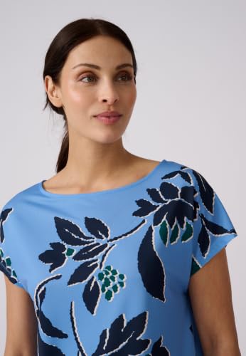 Damart Prêt-à-porter T-shirt in maglia crepe blu 38-40 stampa floreale
