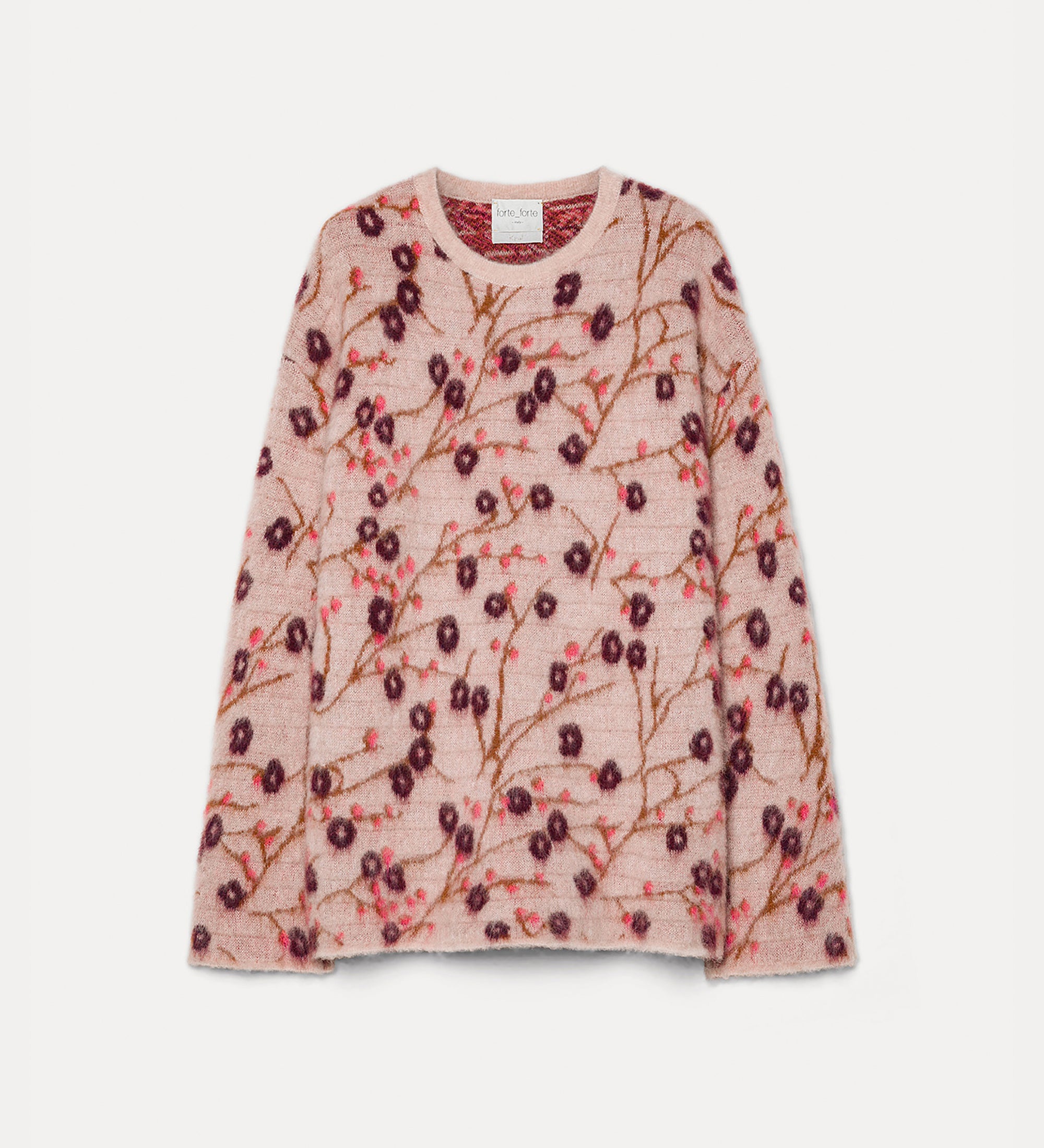 Forte maglieria maglia Cherry Blossom jacquard spazzolato loto