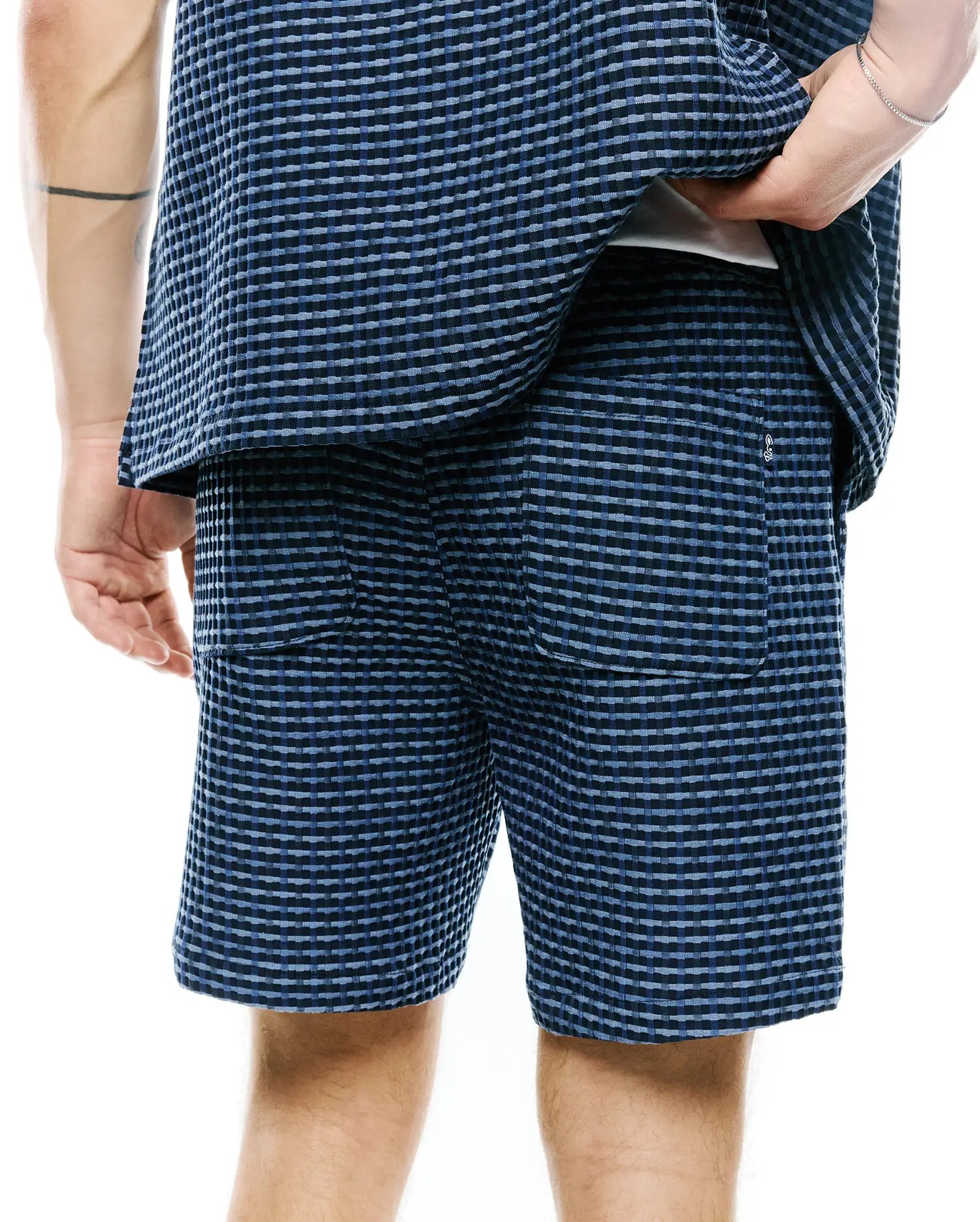 Psycho Bunny Men's Shorts Erik Raised Check Short 7" MB0700035 shorts blu navy