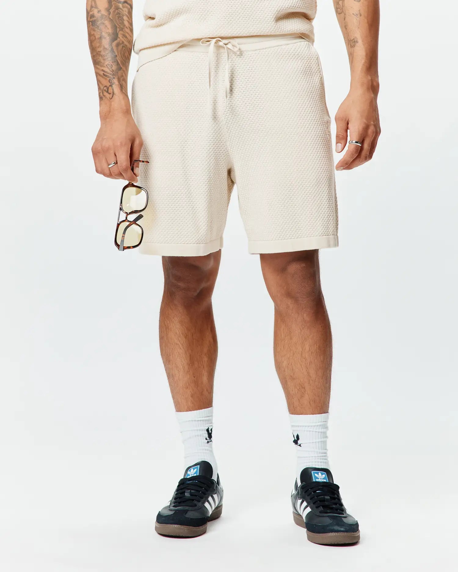 Psycho Bunny Men's Shorts Devon Knit Short 7" pantaloncini bianchi XXS-XXXL cotone