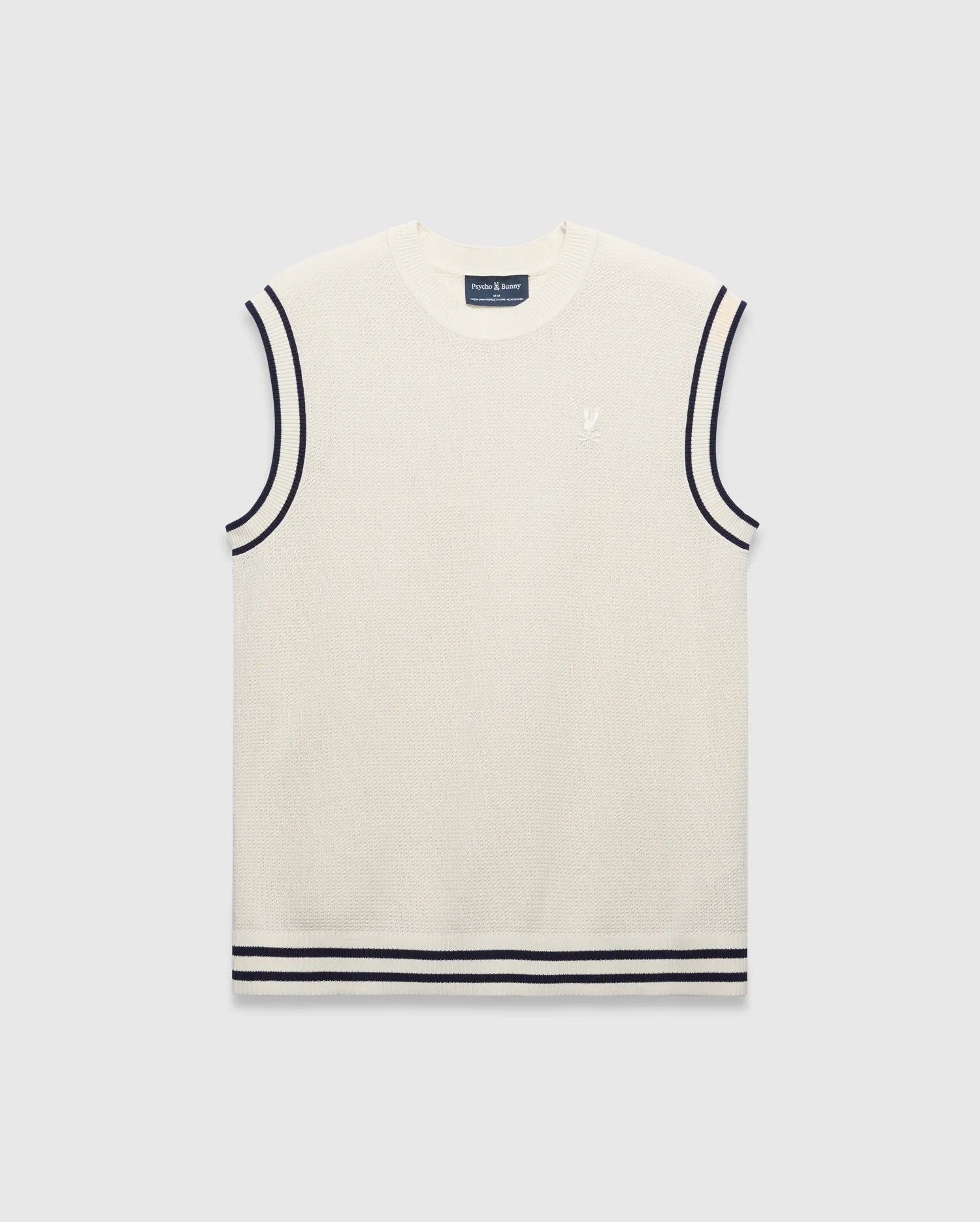 Psycho Bunny Men's Sweatshirts & Hoodies Peter Knit Vest gilet bianco, cotone