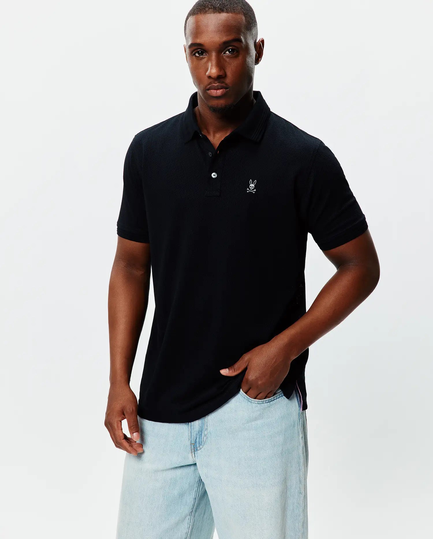 Psycho Bunny Men's Polos Tiernan Lightweight Pique polo uomo nera vestibilità regular