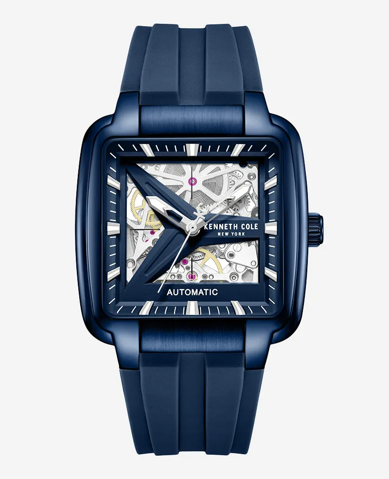 Kenneth Cole Reaction Watches Skeleton Automatic orologio blu con cinturino in silicone