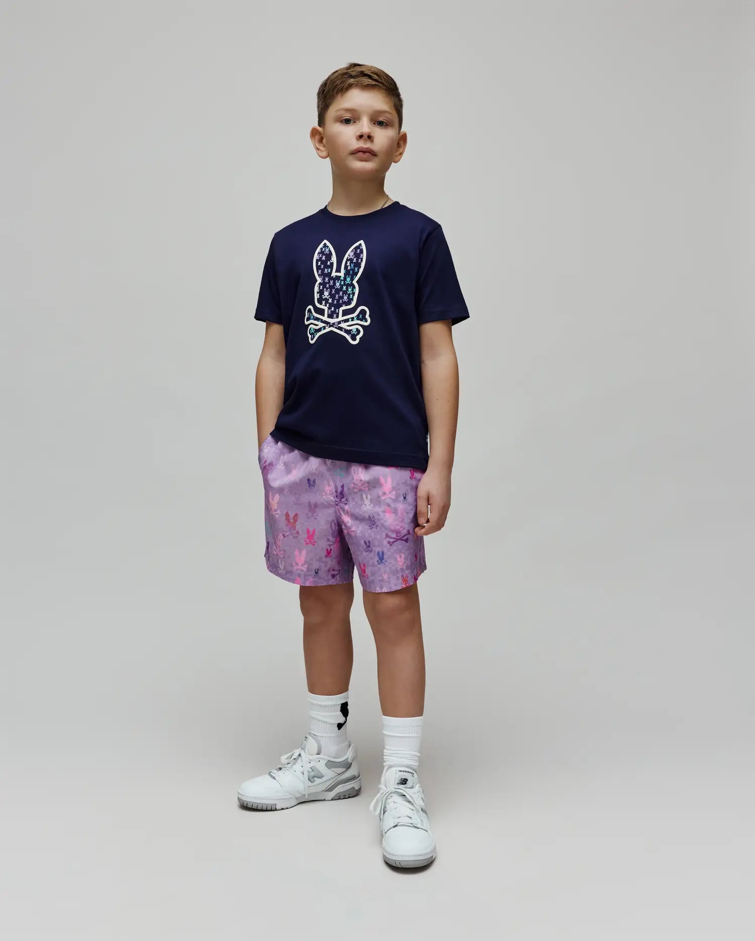 Psycho Bunny Kids Swimwear Van Swim Trunk 6" costume lilla 2T stampa