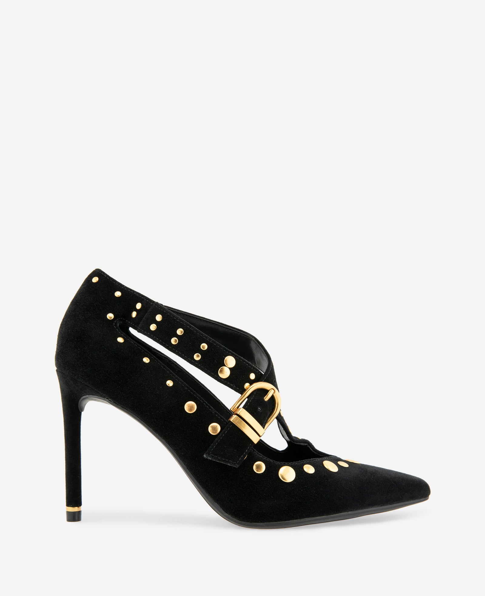 Kenneth Cole Reaction Shoes Qupid Suede X Band Studded Pump décolleté nero scamosciato