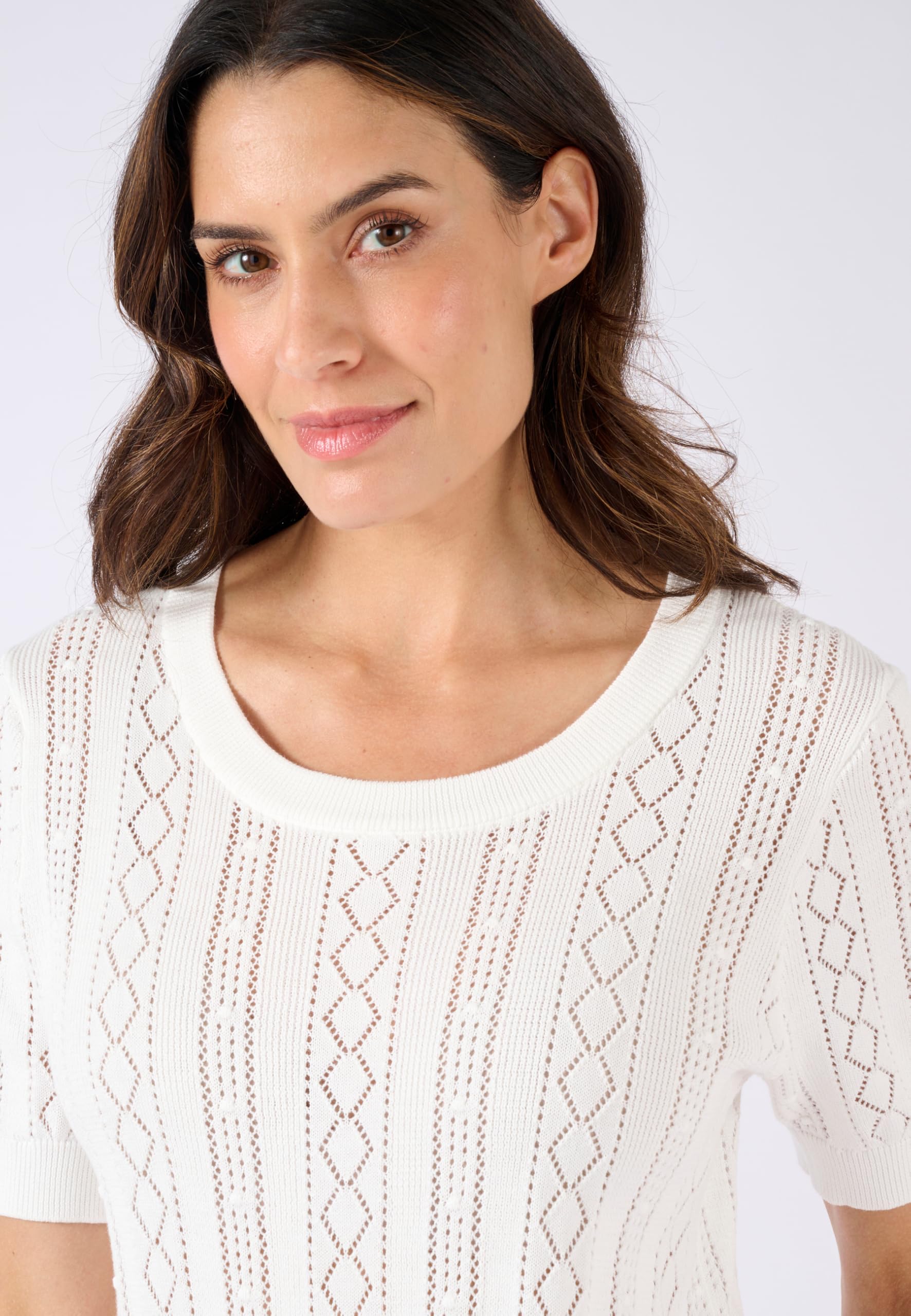Damart Prêt-à-porter maglia traforata donna bianca 38-44 in cotone