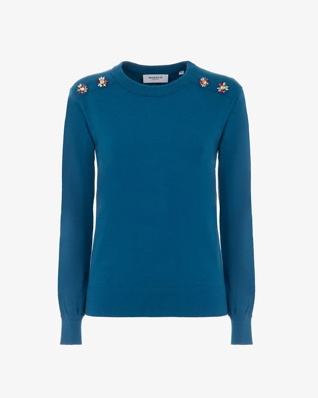 Markup Donna Maglieria Girocollo con bottoni gioiello maglia