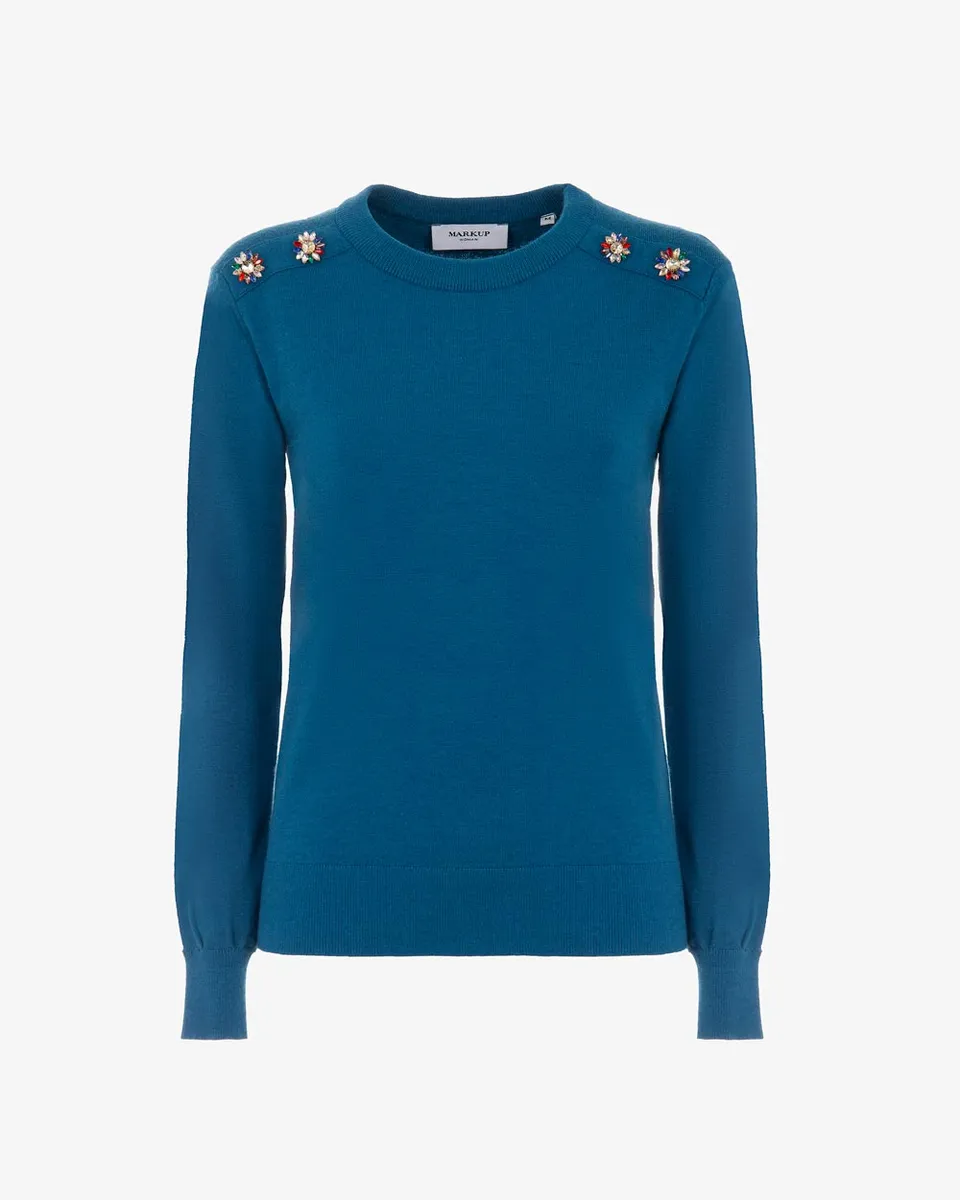 Markup Donna Maglieria Girocollo con bottoni gioiello maglia
