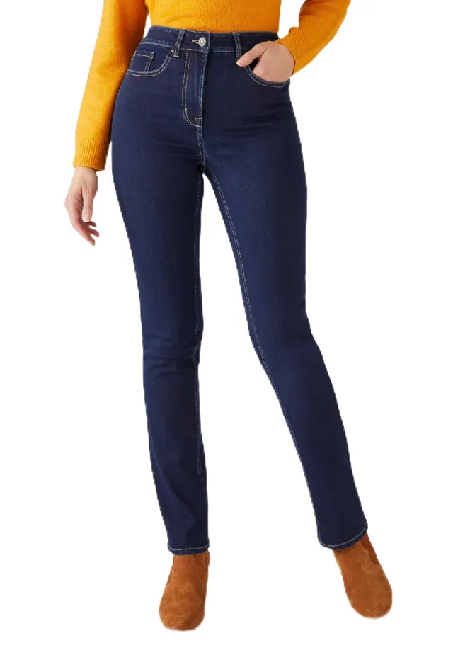 Damart Prêt-à-porter Jeans da donna a taglio dritto jeans taglia 40 blu denim scuro vita alta