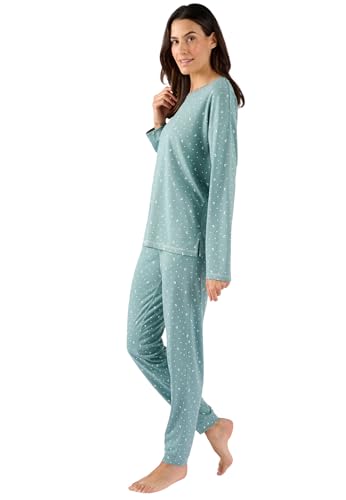 Damart Homewear pigiama Thermolactyl in maglia jersey donna verde stampato XS