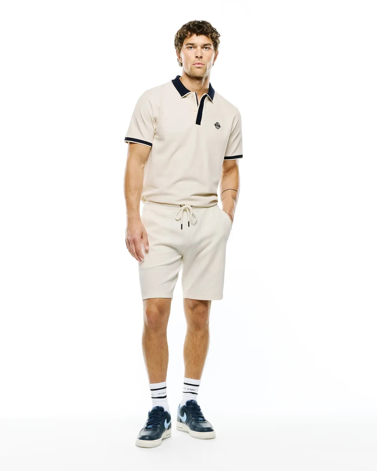 Psycho Bunny Men's Polos Robin Pima Piqué Polo uomo bianca e grigia