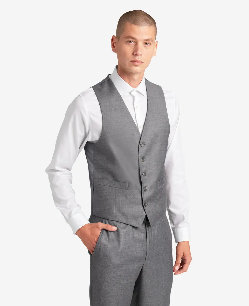 Kenneth Cole Reaction Clothing Ready Flex Slim-Fit Suit Separate Vest gilet grigio chiaro elasticizzato