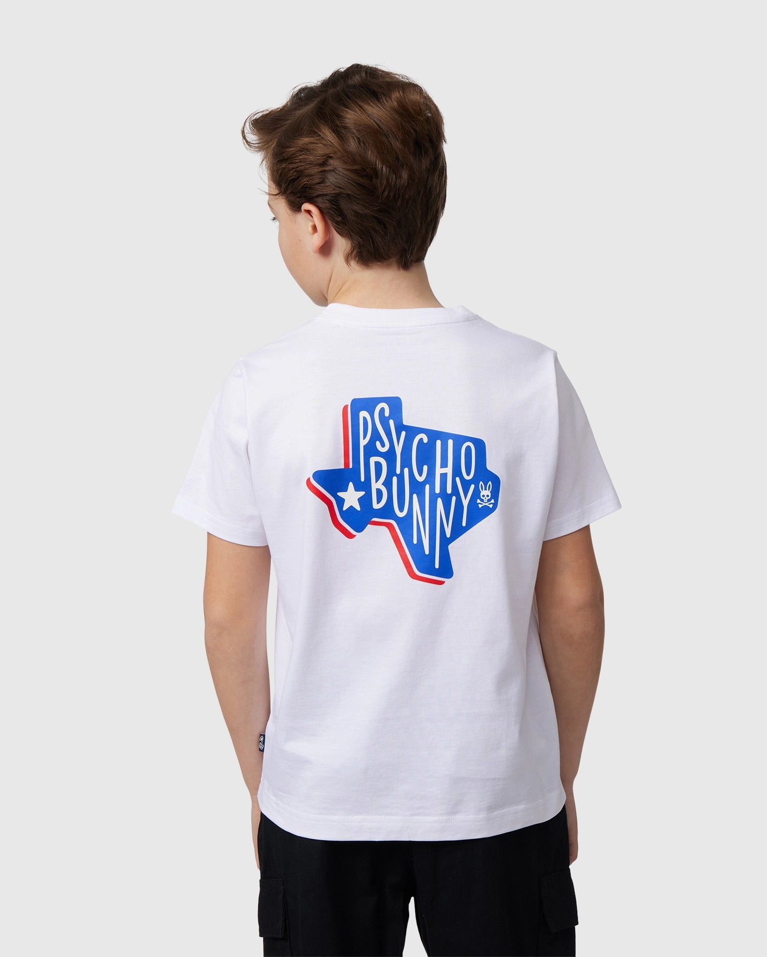 Psycho Bunny Kids Tees Texas City Tee maglietta 100 White in cotone Pima