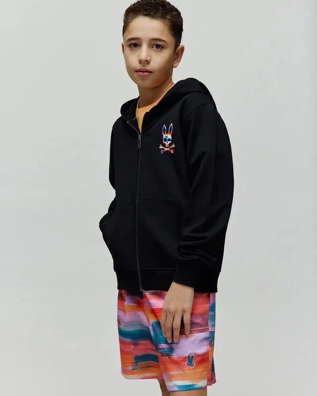 Psycho Bunny Kids Sweatshirts & Hoodies KIDS RAPHAEL FULL ZIP KT0500069 felpa nera