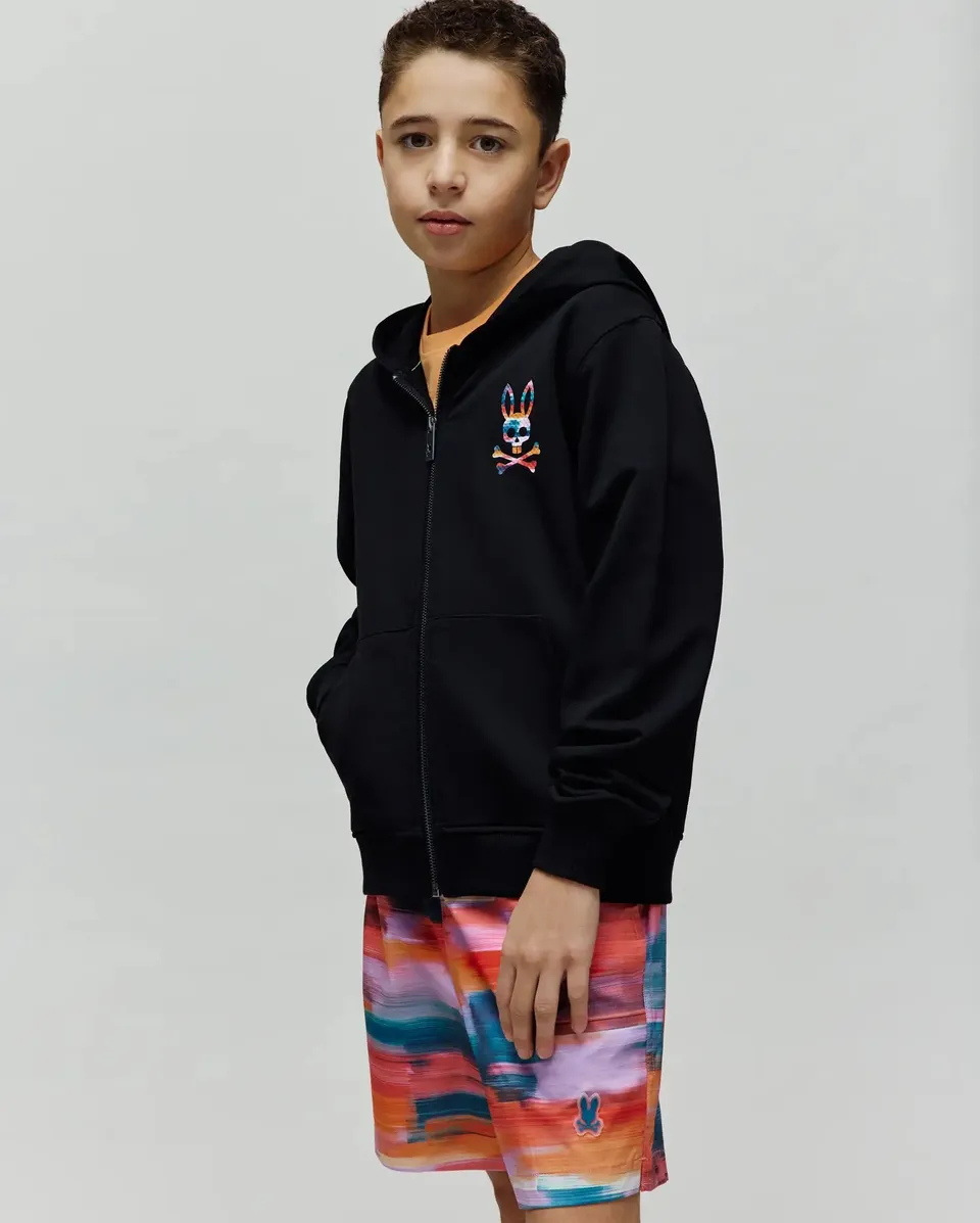 Psycho Bunny Kids Sweatshirts & Hoodies KIDS RAPHAEL FULL ZIP KT0500069 felpa nera
