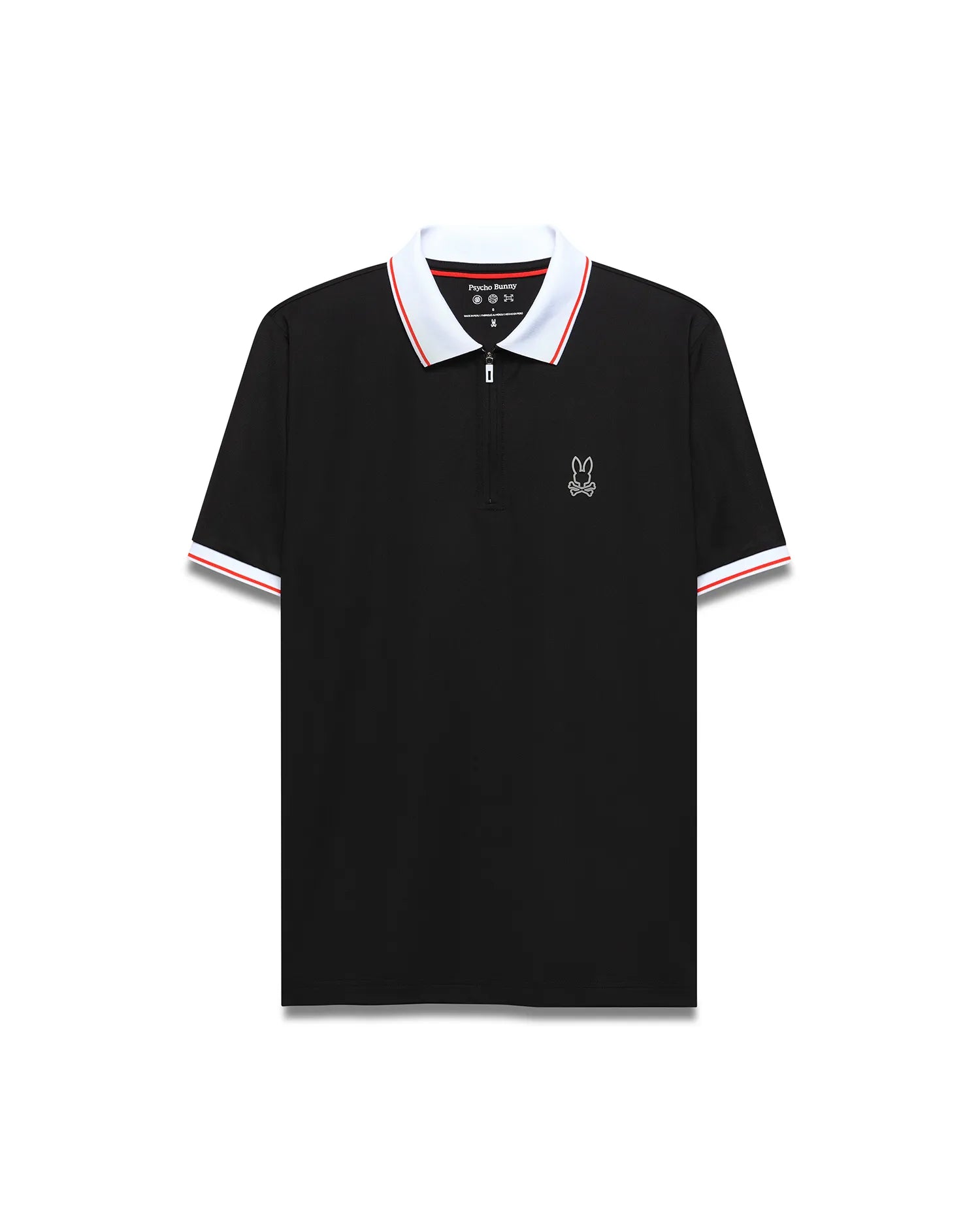 Psycho Bunny Men's Polos MENS ODIN ZIP SPORT POLO MT0100216 polo nera slim