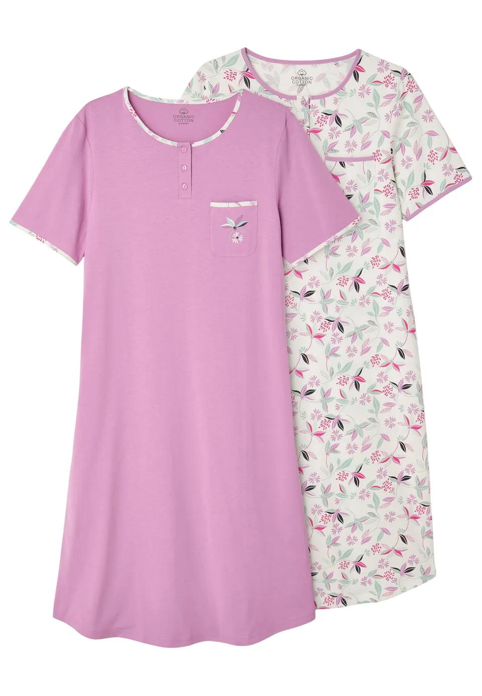 Damart Homewear Set di 2 camicie da notte in cotone pettinato donna