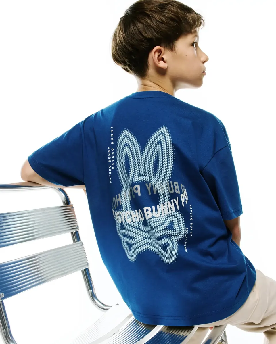 Psycho Bunny Kids Tees Alex Graphic T-shirt blu navy in cotone Pima