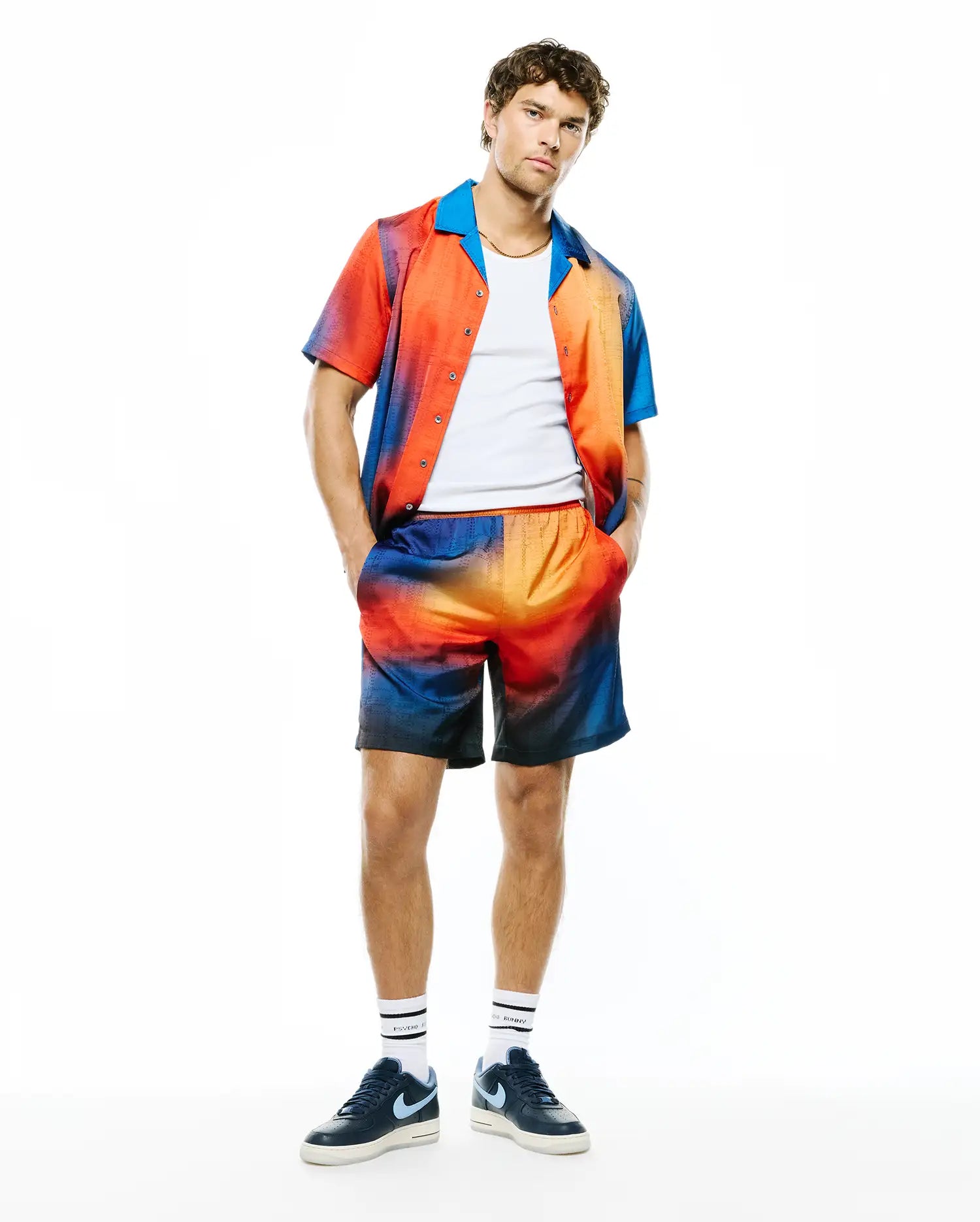 Psycho Bunny Men's Shorts Zander Gradient Jacquard Short 8 1/2" shorts blu