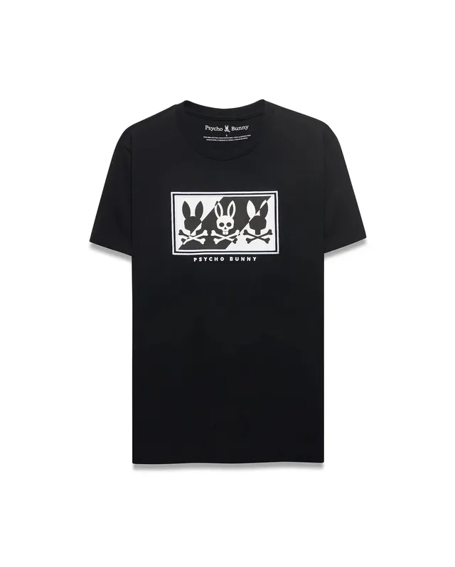 Psycho Bunny Men's Tees Men's Desmond Graphic Tee t-shirt nera cotone Pima