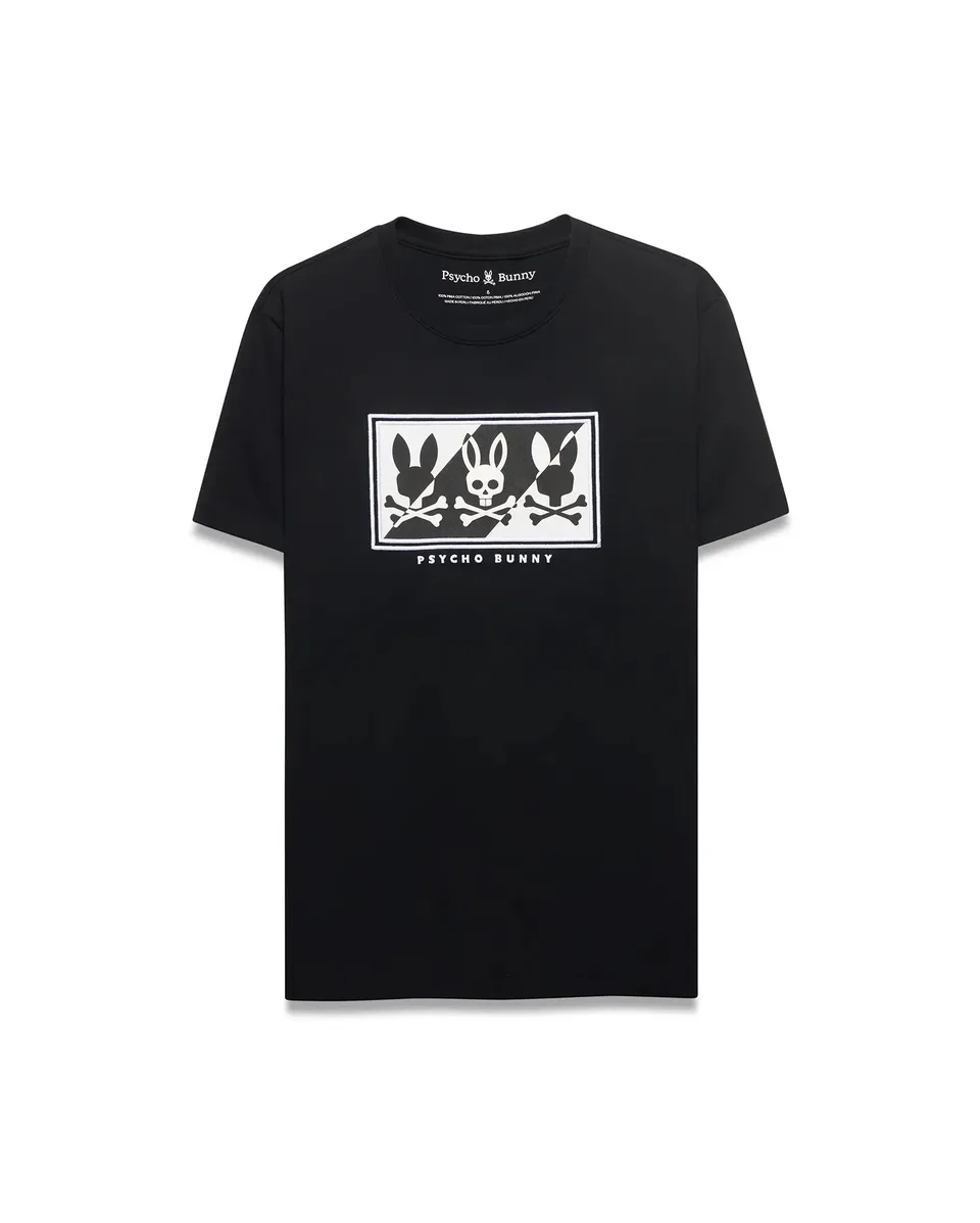 Psycho Bunny Men's Tees Men's Desmond Graphic Tee t-shirt nera cotone Pima